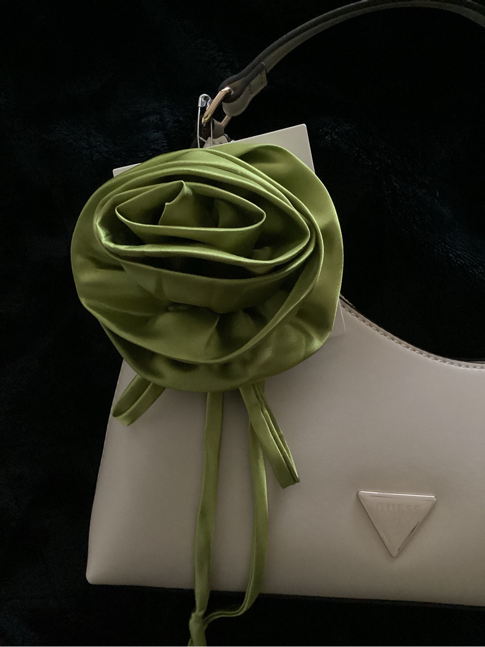 Free People Regal Beauty Flower Scrunchie, Green, NWT